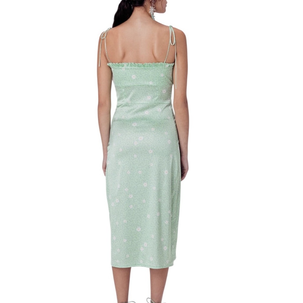 For Love & Lemons Robin Satin Cheetah Midi Dress in Mint Green Size 8/10 - Picture 7 of 16